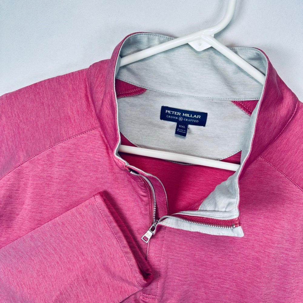 Peter Millar Crown Crafted Mens 2XL Stealth Performance 1/4 Zip Pullover Pink